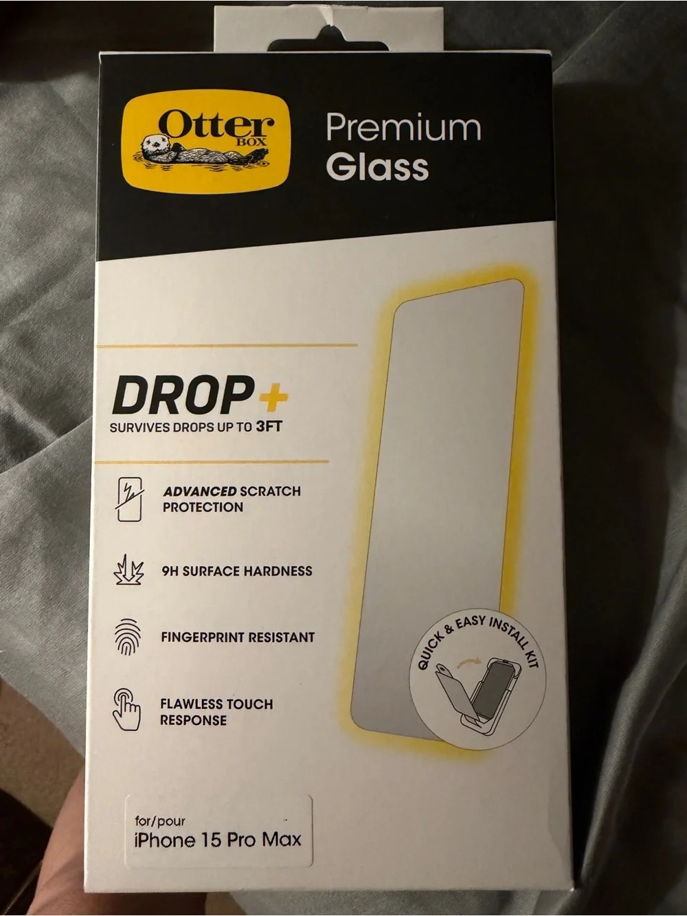OtterBox Premium Glass Screen Protector - Clear, Yellow Accents
